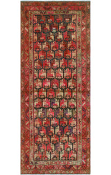 Fine Vintage Distressed Geralynn Charcoal/Pink Runner, 4'2x10'4