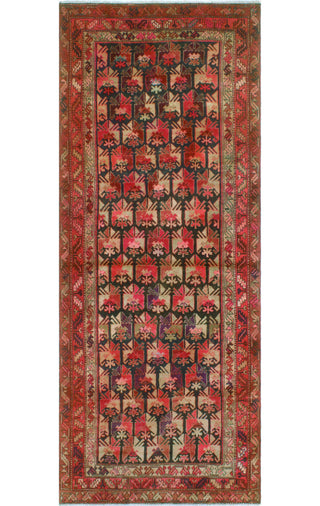Fine Vintage Distressed Geralynn Charcoal/Pink Runner, 4'2x10'4