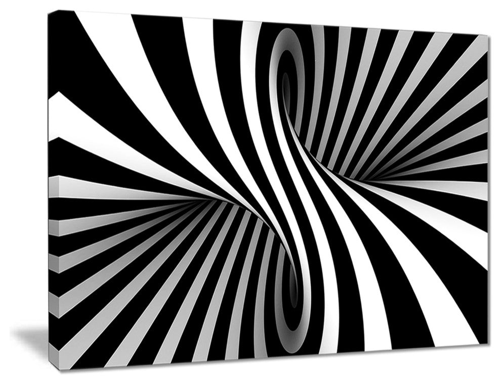"Black and White Spiral Digital" Canvas Print, 20"x12"