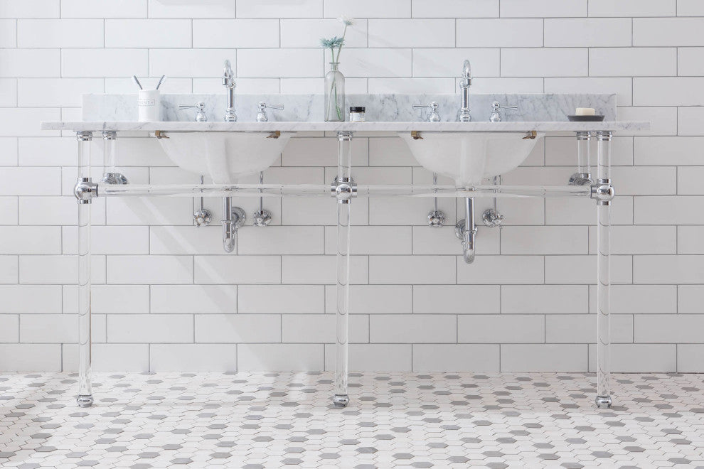 Empire 72" Wide Double Wash Stand, P-Trap, Countertop With Basin, Faucet