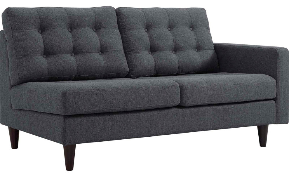Modern Gray Empress Right-Facing Upholstered Fabric Loveseat