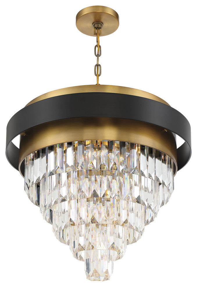 Marquise 4-Light Chandelier, Matte Black With Warm Brass Accents