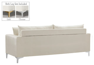 Naomi Velvet Upholstered Sofa, Cream