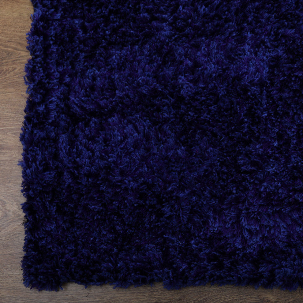 HAND TUFTED SHAG POLYESTER ECO-FRIENDLY AREA RUGS -  Blue Color, Solid Design
