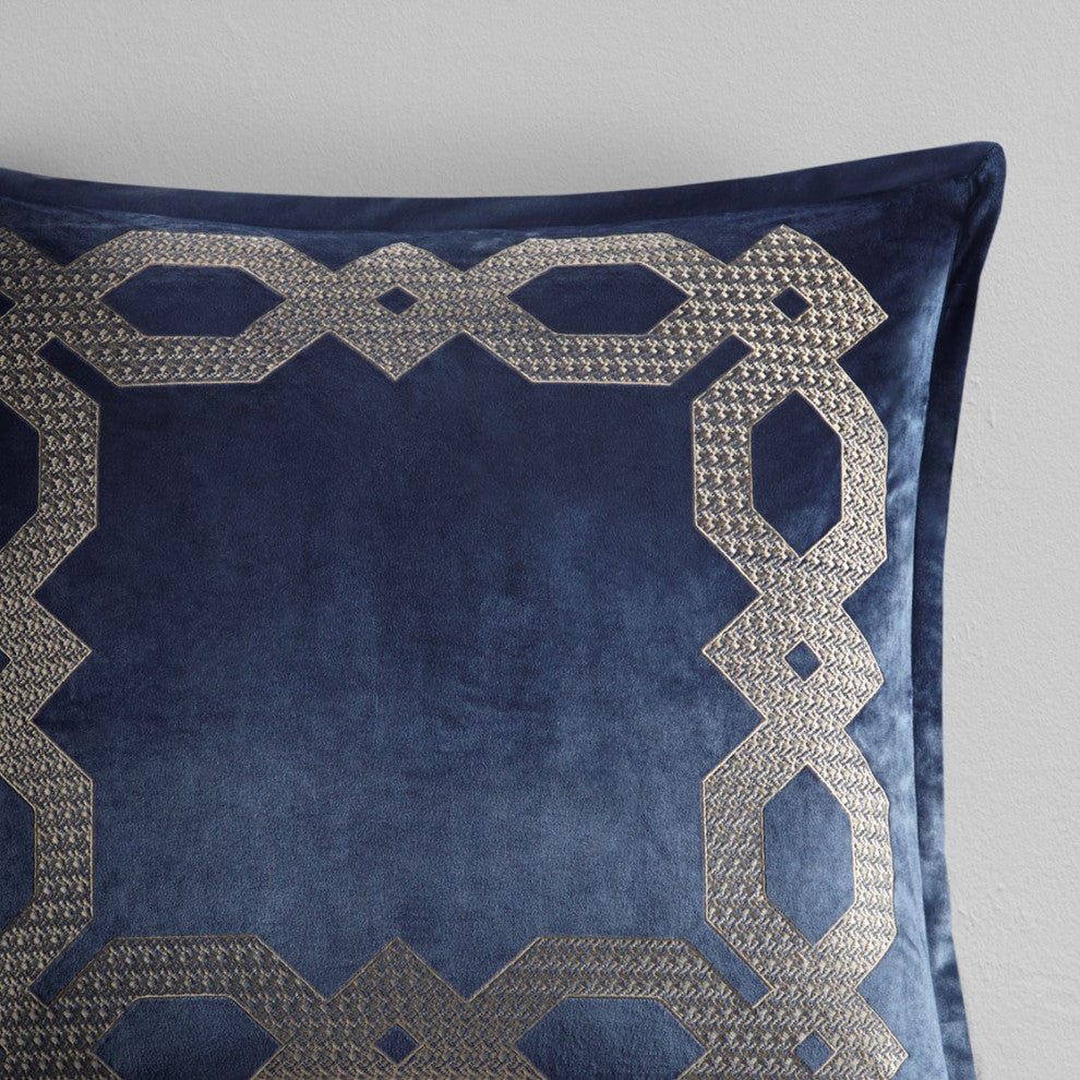 Croscill Clermont Traditional Embroidered Euro Sham, Navy Blue