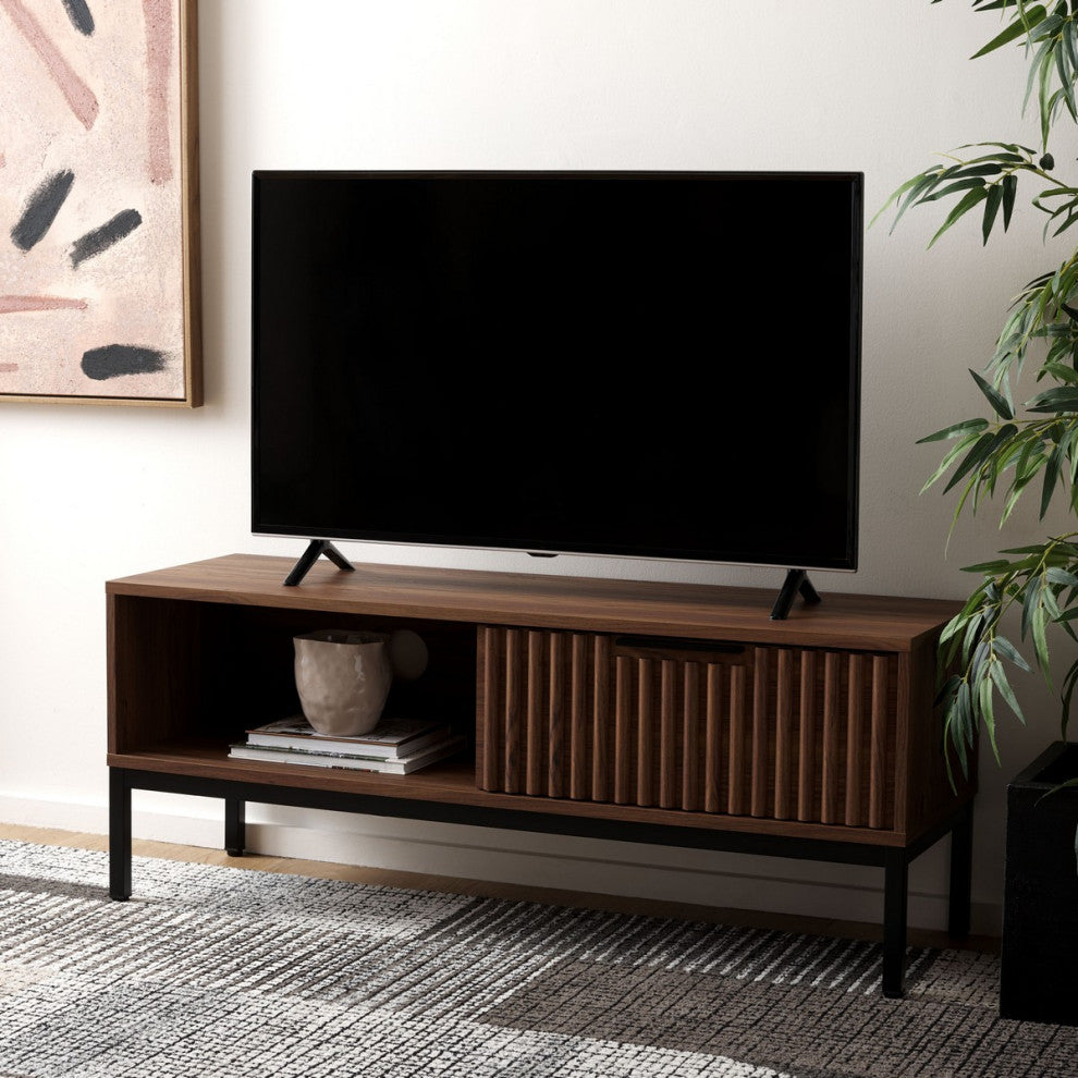 Safavieh Lylia 1 Door Media Stand, Walnut/Black