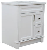 31" Single Sink Vanity, White Finish With Engineered Stone Top With Oval Sink