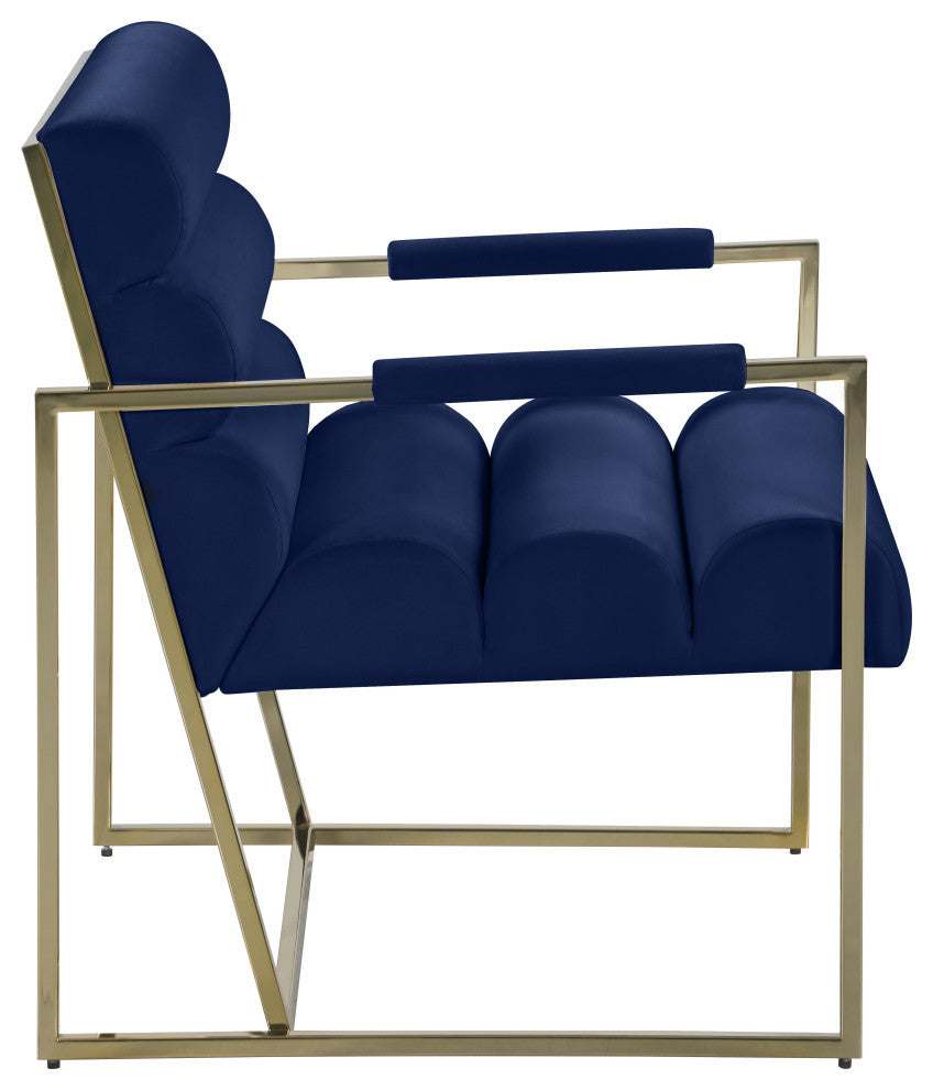 Wayne Velvet Upholstered Accent Chair, Navy