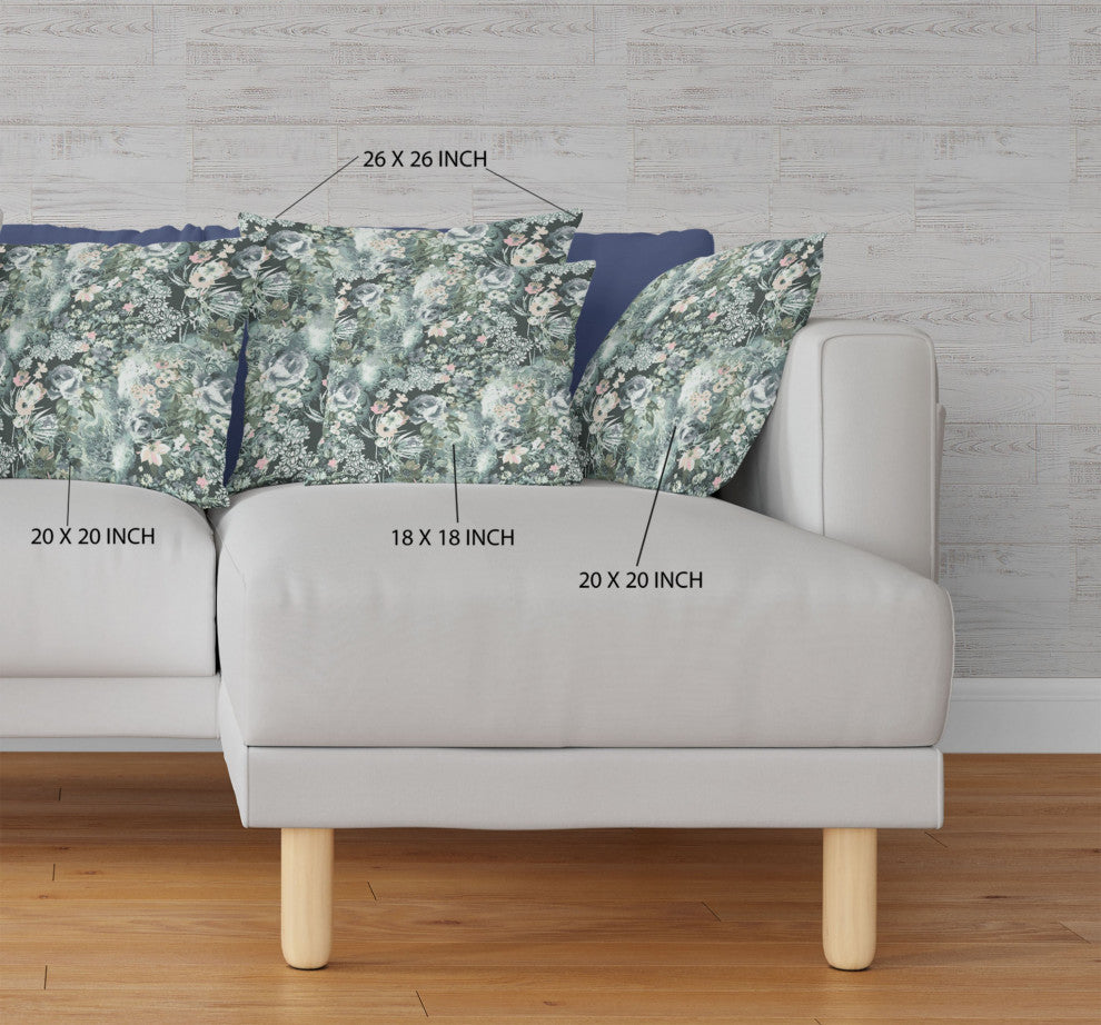 28" Green Gray Springtime Indoor Outdoor Throw Pillow
