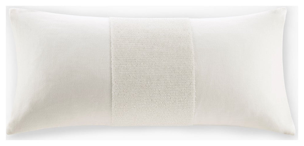 Croscill Home Canova Cotton Velvet Oblong Pillow, White