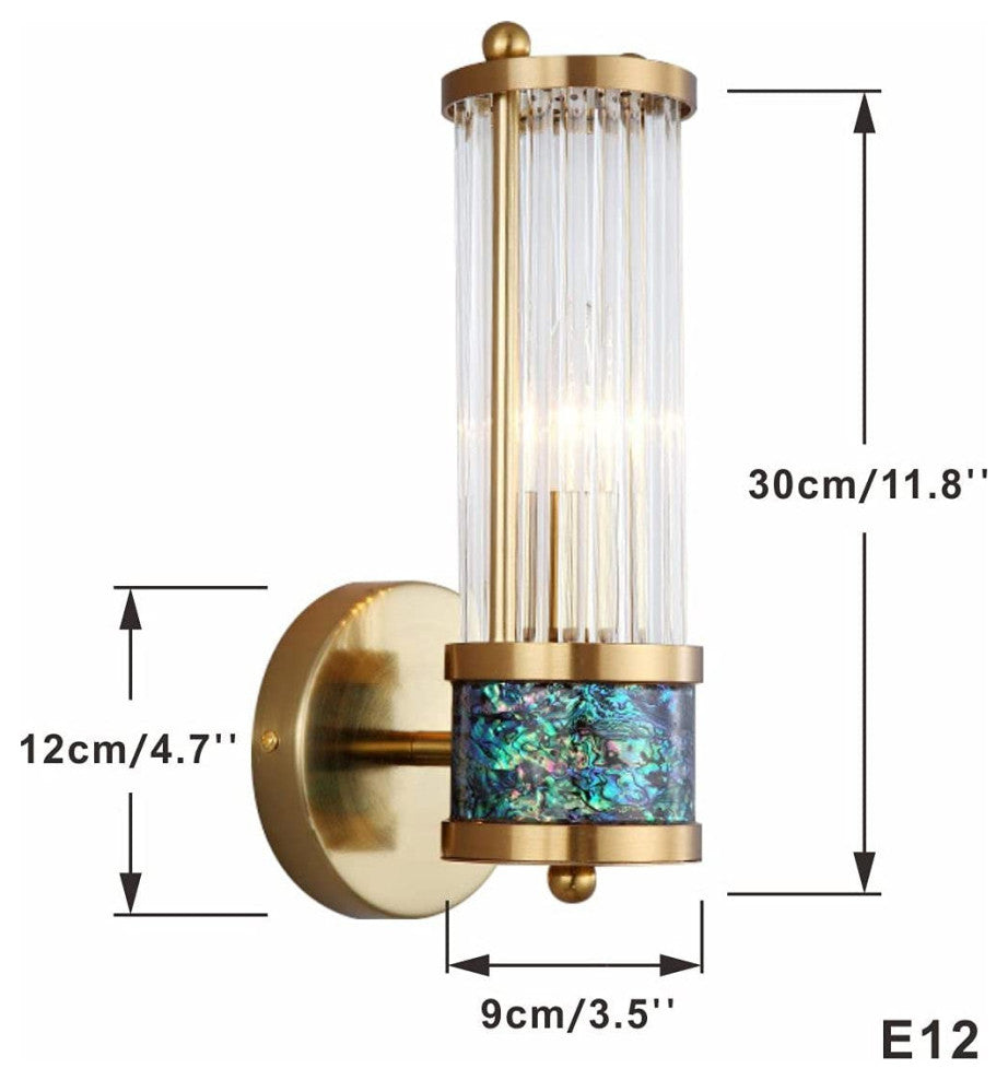 2 Pack Wall Lights for Bedroom Cyilndrical Wall Sconce With Glass Shade