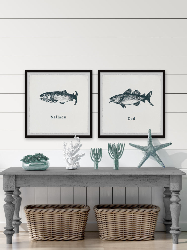 Salmon and Cod Diptych, 2-Piece Set, 12x12 Panels