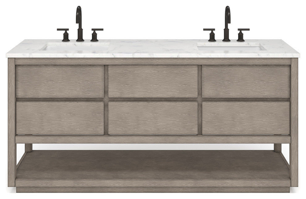 Oakman Marble Top Vanity in Grey Oak, 72", Vanity Only