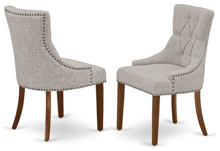 9-Piece Dining Set, Table With and 8-Chairs With Doeskin Fabric, Mahogany