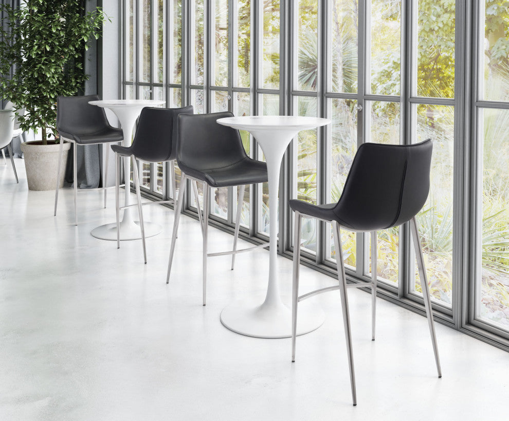 Magnus Barstool (Set of 2) Black & Silver