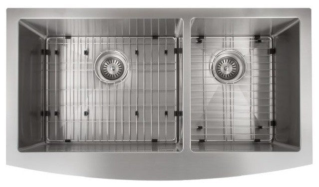 ZLINE Farmhouse Double Bowl Stainless Steel Sink with Bottom Grid