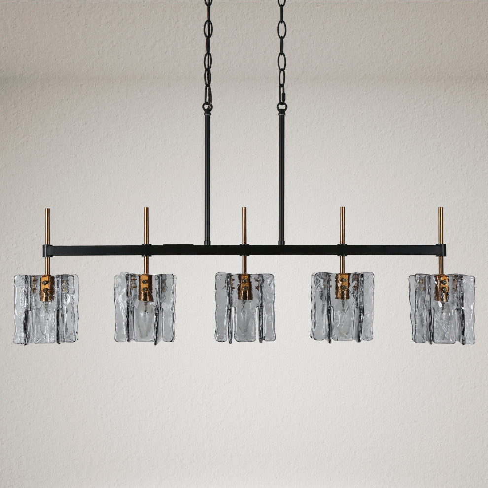 LNC Tucana Polished Gold and Matte Black Modern Kitchen Island Light, 5 Lights