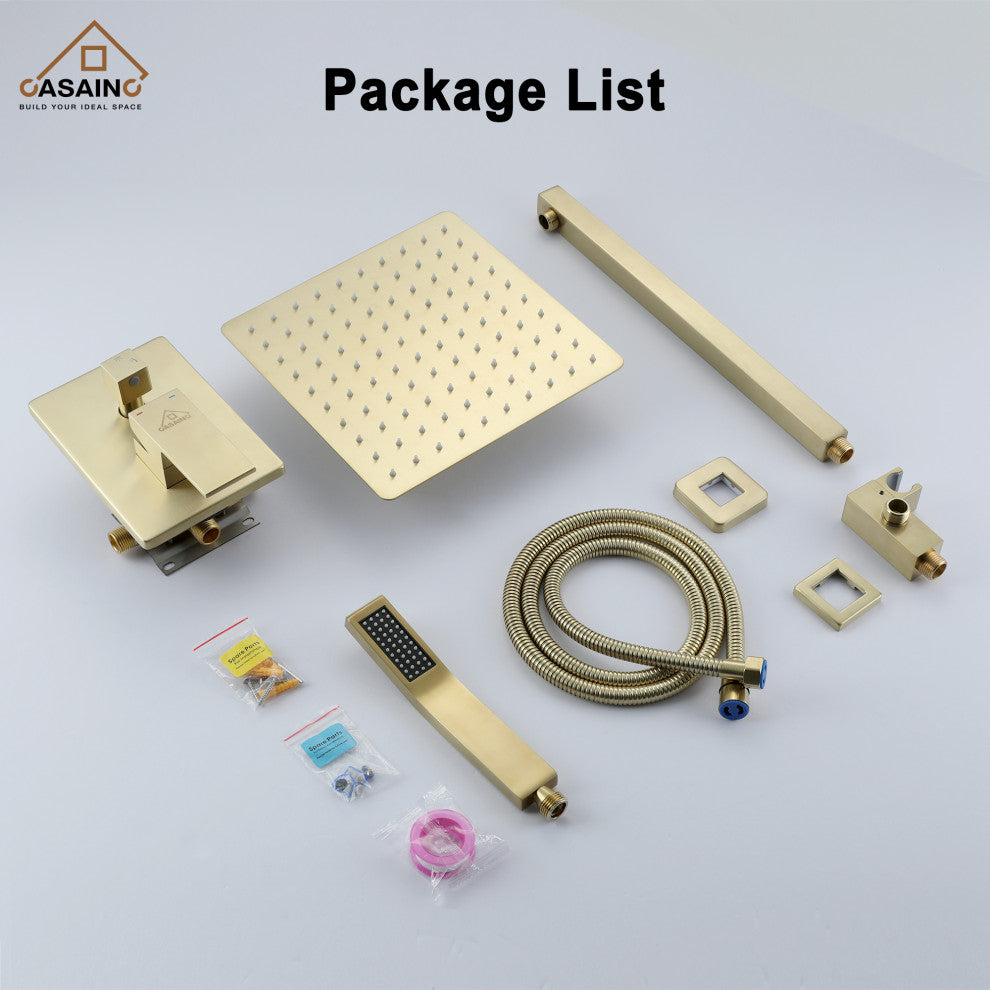 Wall-Mounted 10in Shower System with Handheld, Brushed Gold