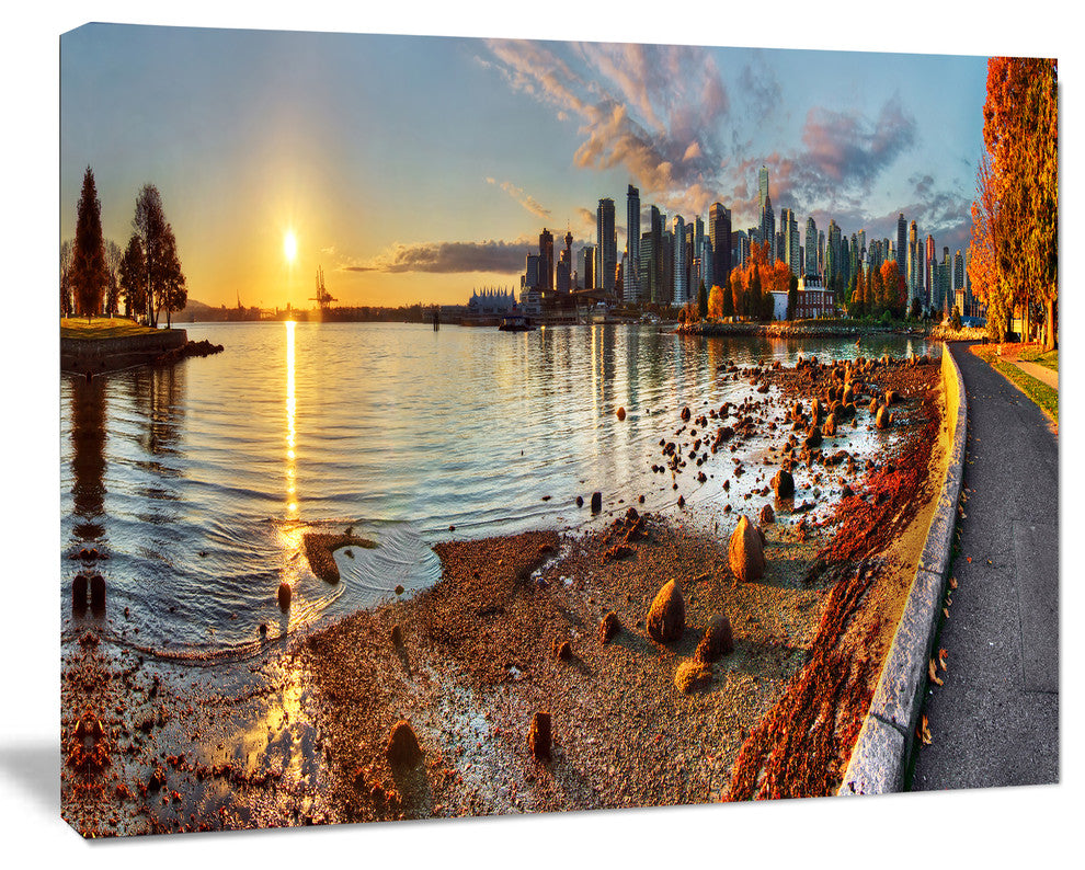 Vancouver Downtown Panorama, Landscape Canvas Art Print, 20"x12"