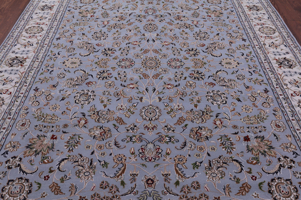 8' 2" X 10' 2" Wool & Silk Hand Knotted Persian Nain Rug - Q14712