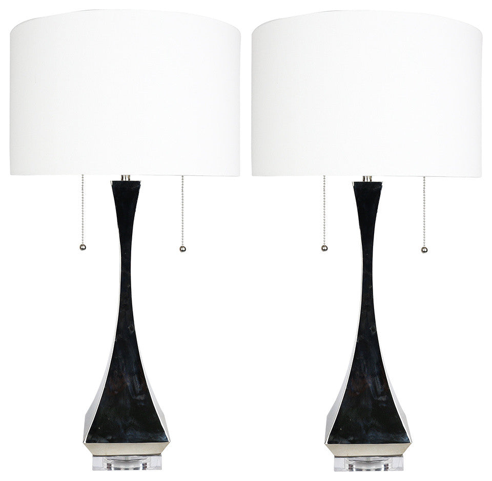 Urbanest, Set of 2, Messina Table Lamps, Polished Nickel, 28" Tall
