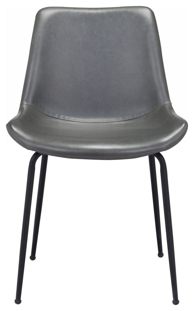 Set of Two Gray and Black Top Shelf Modern Rugged Dining Chairs