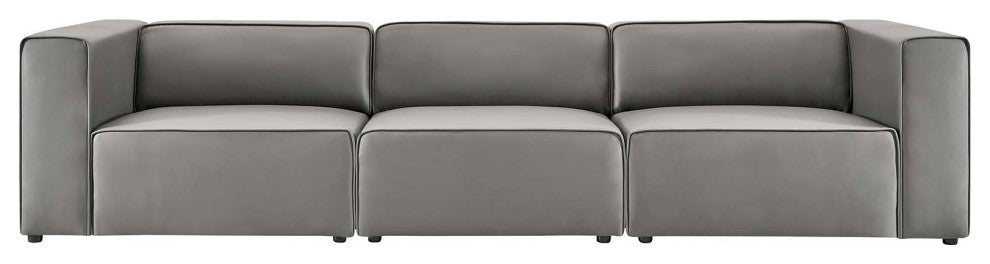 Sectional Sofa Set, Faux Vegan Leather, Gray, Modern, Lounge Hospitality
