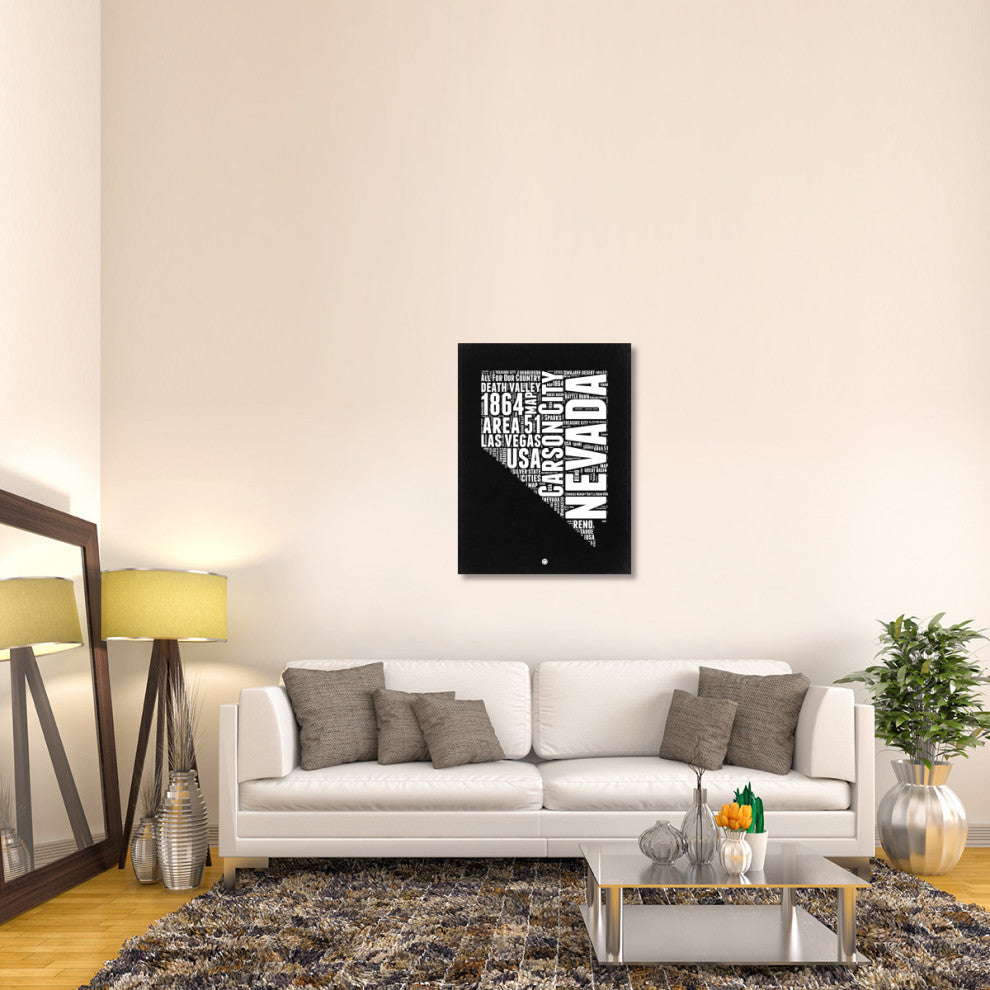 "Nevada Black and White Map" Fine Art Print