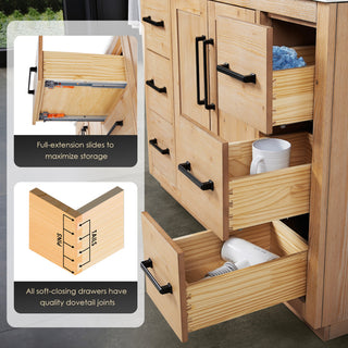 Cicero Vanity, Grain White Engineered Stone Countertop, Light Brown, 48", No Mirror