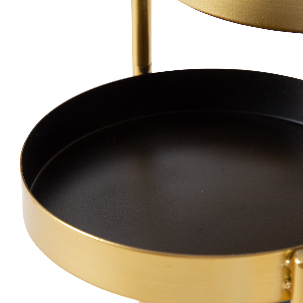 Finn Tiered Tabletop Planter, Black/Gold 7.25x7.25x10