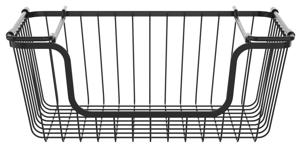 Oceanstar Stackable Metal Wire Storage Basket Set of 2, Black, Wide