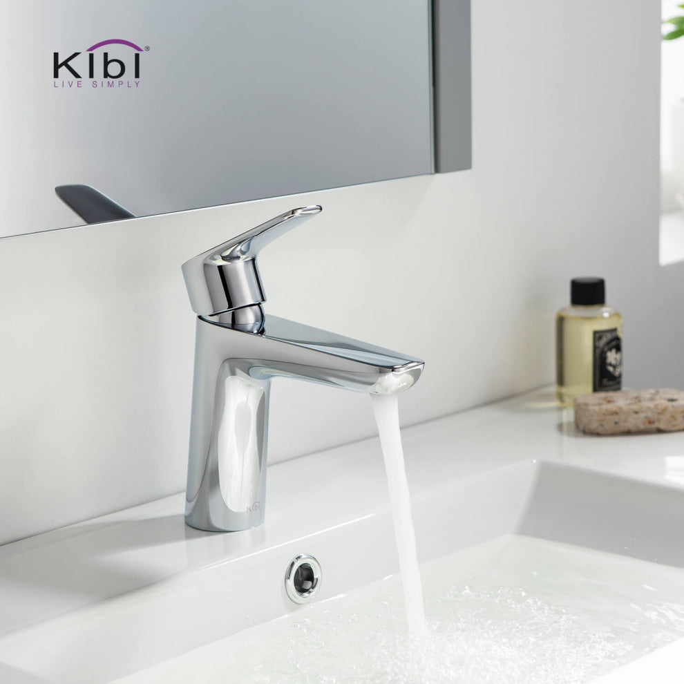 Harmony Brass Single Handle Bathroom Faucet KBF1011, Chrome, With Drain