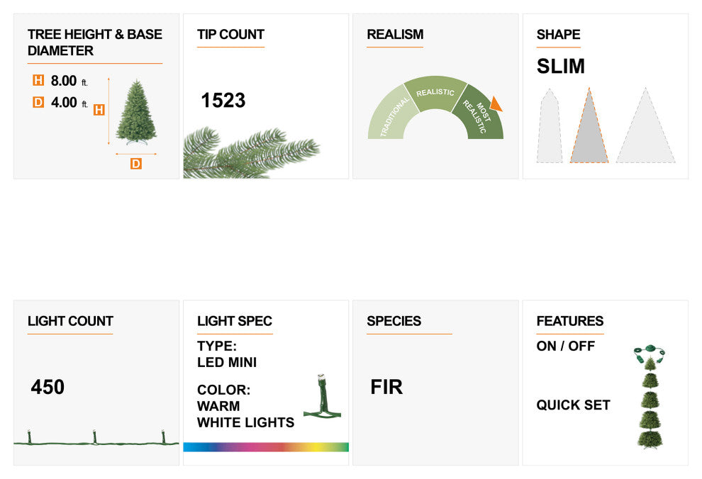 8' Deluxe Pre-Lit Artificial Christmas Tree