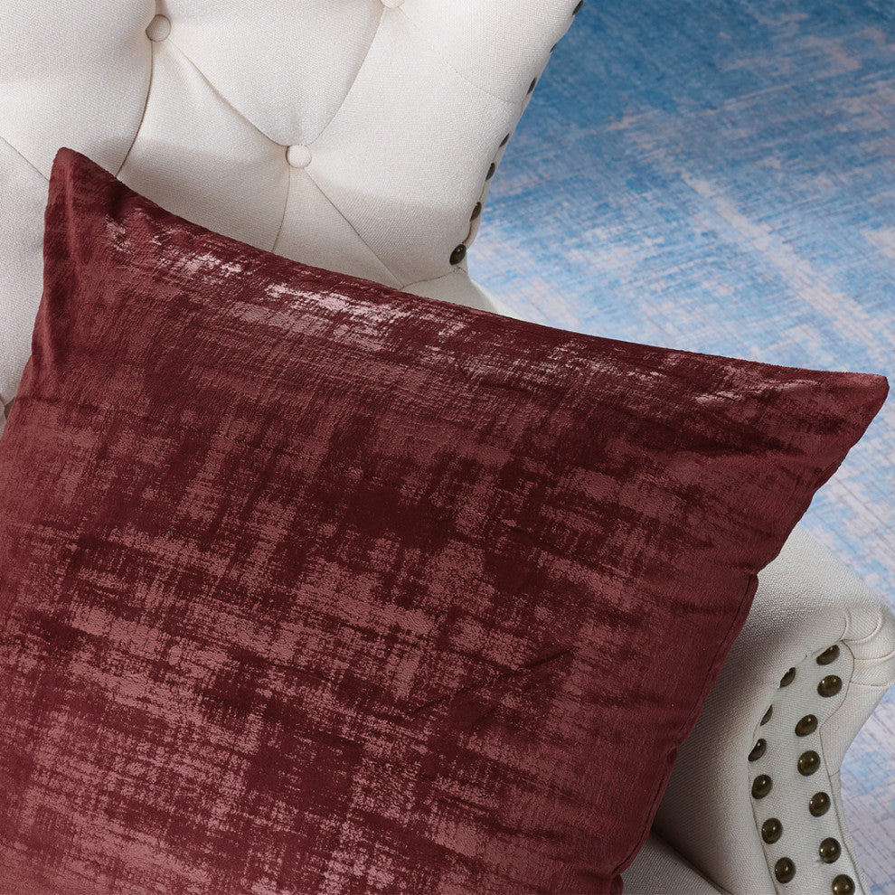Velvet 2 Piece Euro Pillow Cover Set, Ruby Wine, 2 Piece, 26"x26"