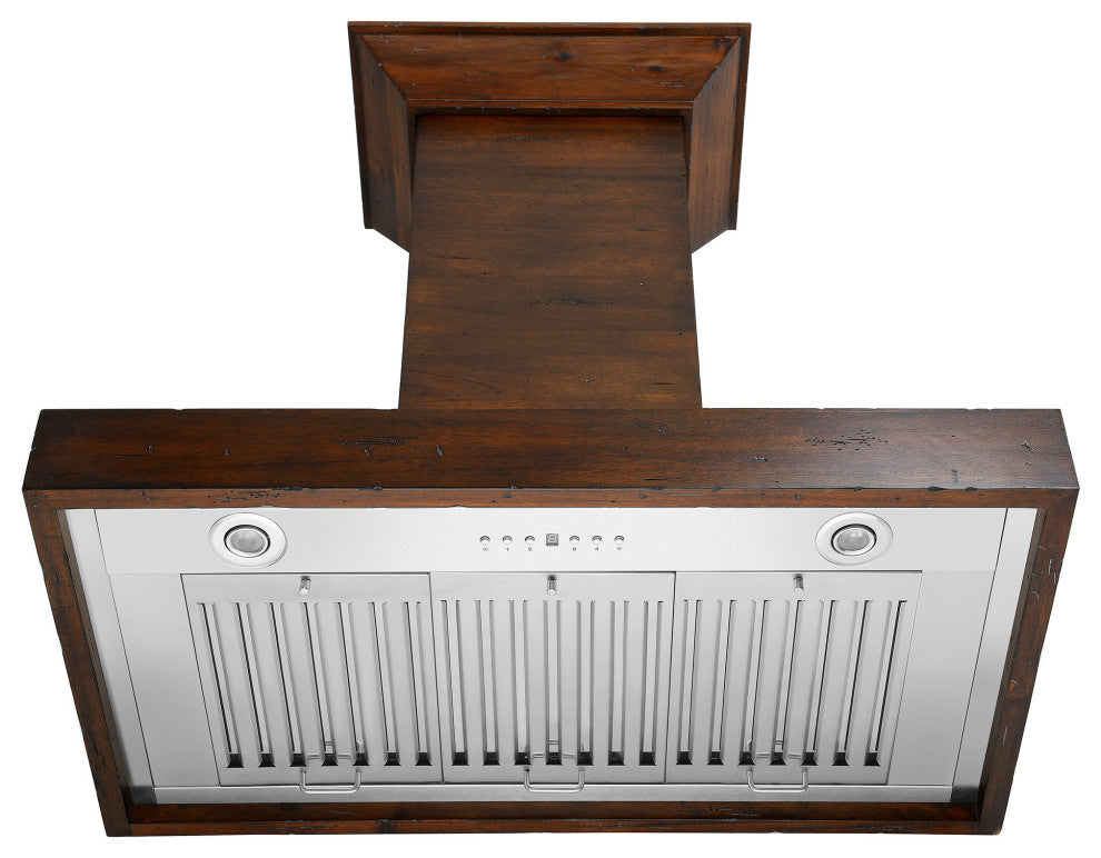 ZLINE 48 in. Wooden Wall Mount Range Hood, Walnut Includes Motor, KBRR-48