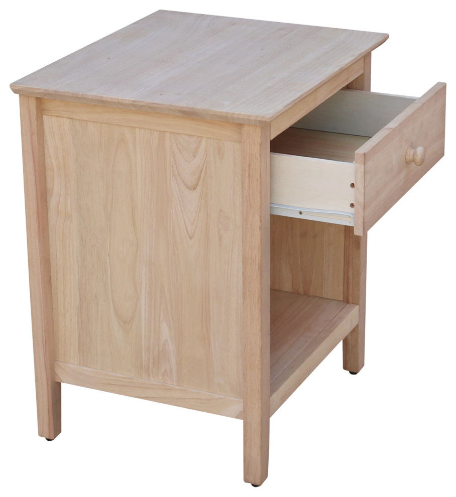 Solid Wood Nightstand With 1 Drawer