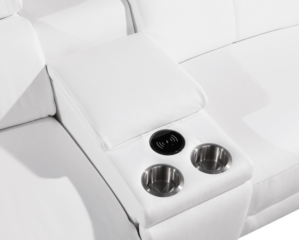 Antonio Italian Leather 12-Piece U-Shaped Power Reclining Sectional, White