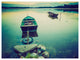Boats in Vintage Style Lake, Boat Canvas Art Print, 40"x30"