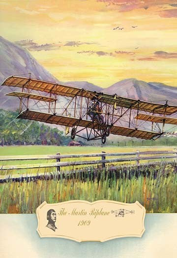 The Martin Biplane, 1909- Gallery Wrapped Canvas Art 28" x 42"