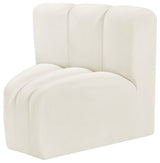 Arc Upholstered Modular Component, Cream, 1-Piece: Curved Corner, Velvet