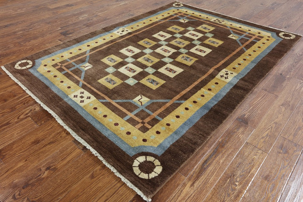 Oriental Gabbeh Hand Knotted Area Rug 6'x8', W2044