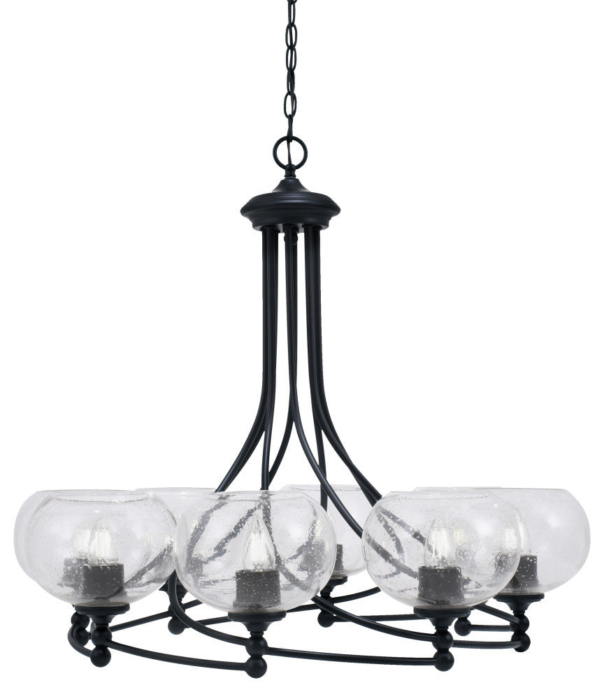 Capri 8-Light Chandelier, Matte Black/Clear Bubble