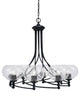 Capri 8-Light Chandelier, Matte Black/Clear Bubble