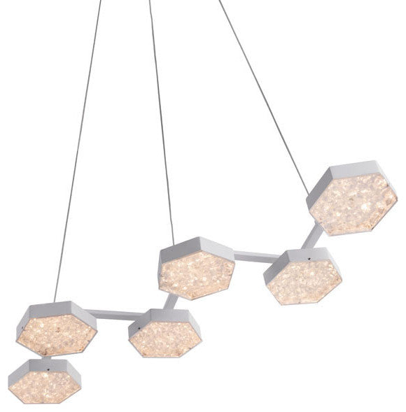 HomeRoots 29.5" X 10.2" X 43.3" White Acrylic Painted Metal Ceiling Lamp