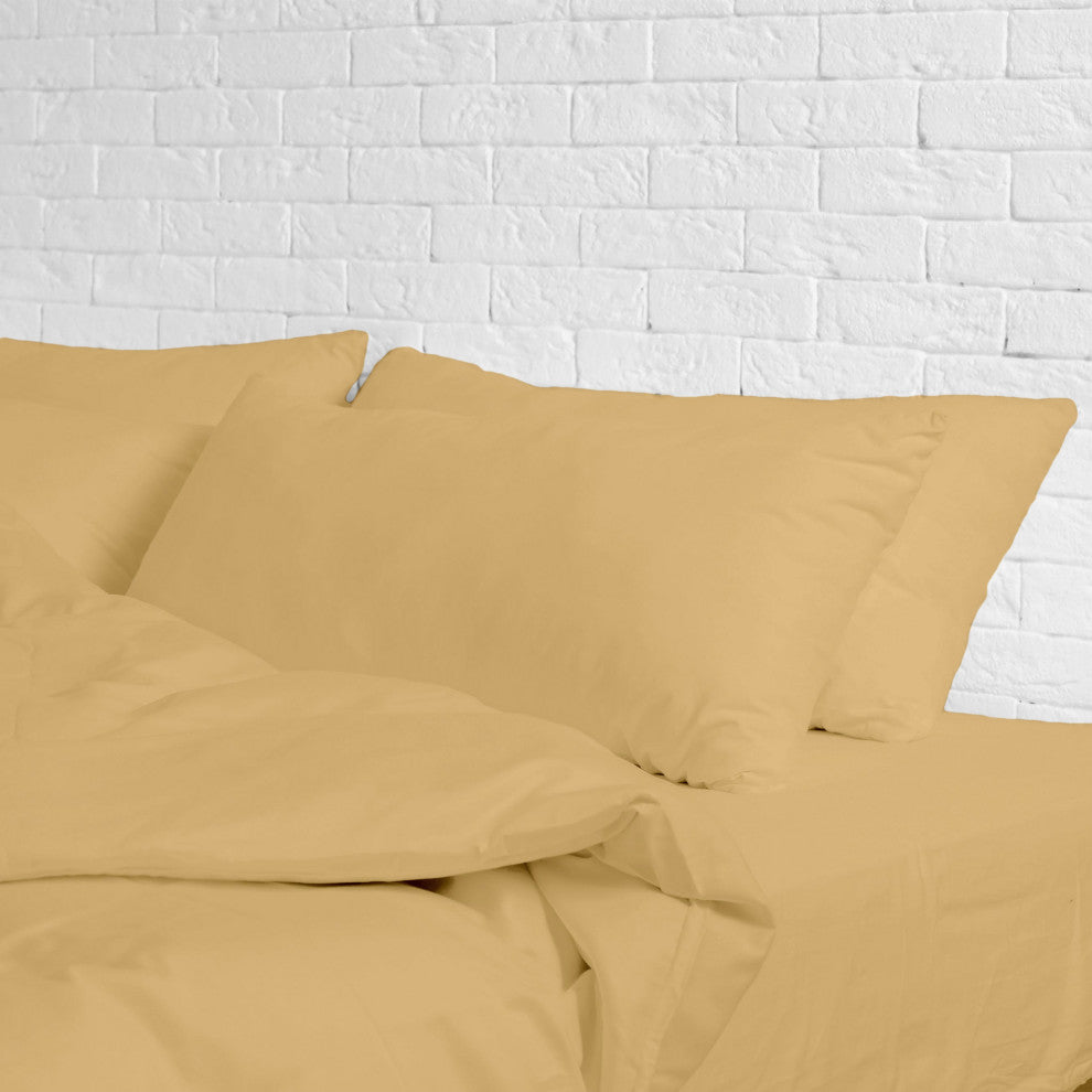 Egyptian Cotton Feel Cool, 4-Piece Sheet Set Deep Pockets, Gold, Full
