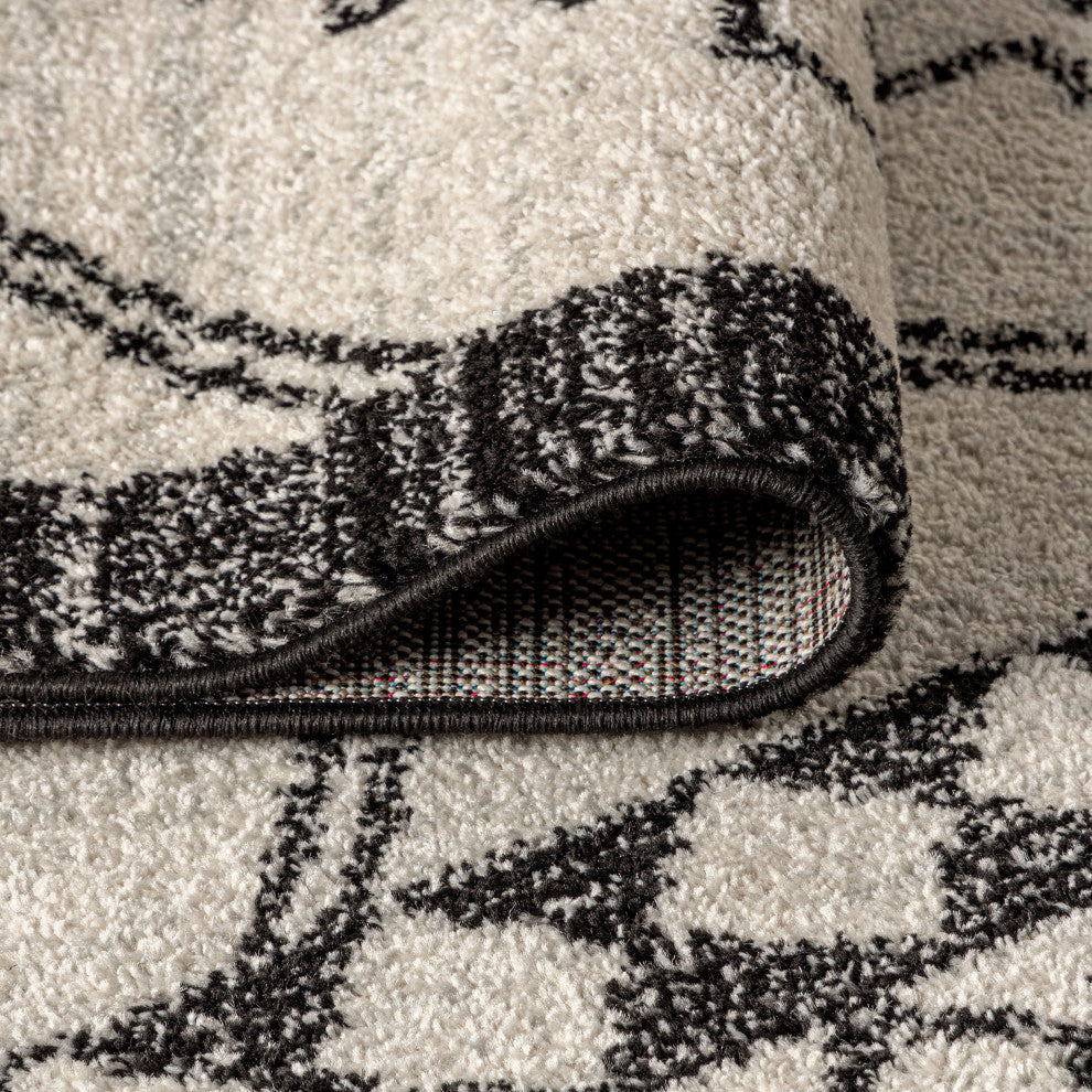 Amir Moroccan Beni Souk Rug, Cream/Black, 8' Square