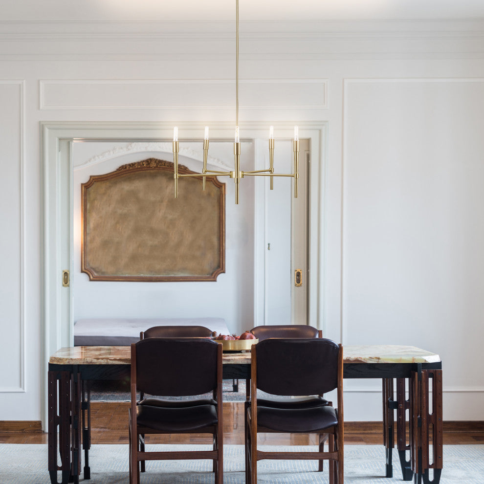 5-Light  Brass Chandelier, Bulbs Included