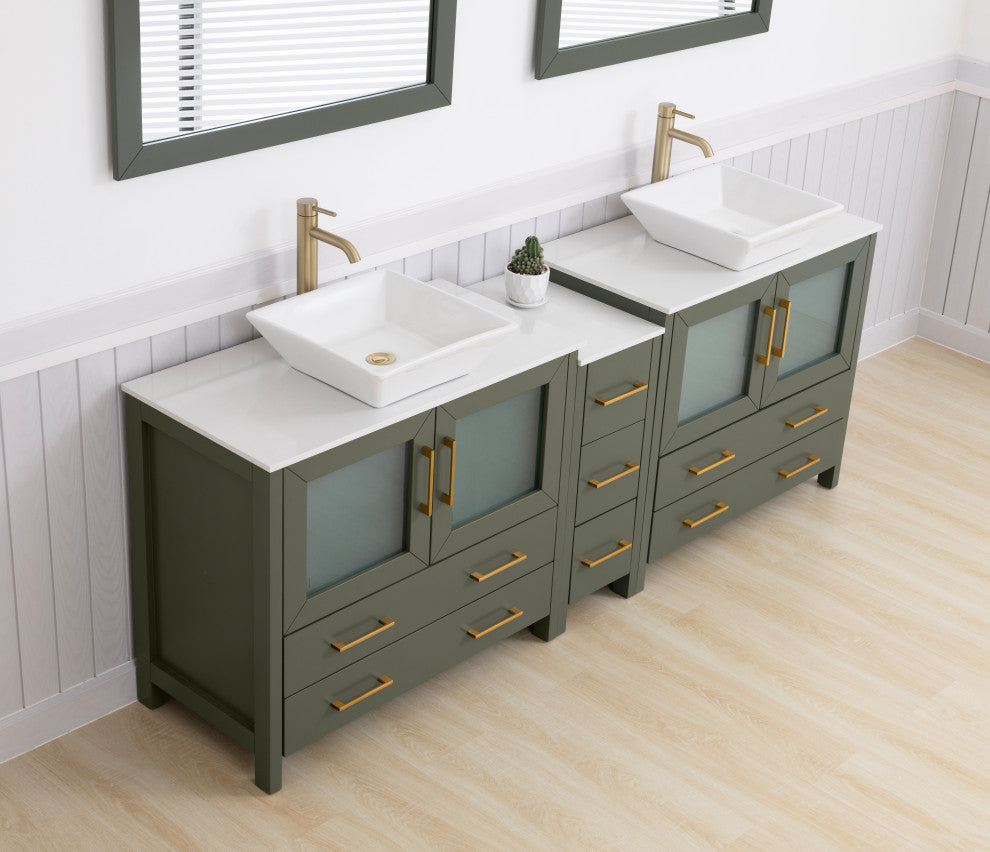 Vanity Art Vanity Set With Vessel Sink, Vintage Green, 84", Standard Mirror