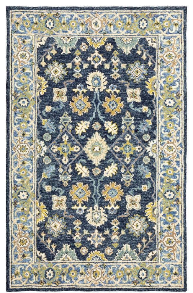 10'X13' Navy And Blue Bohemian Rug