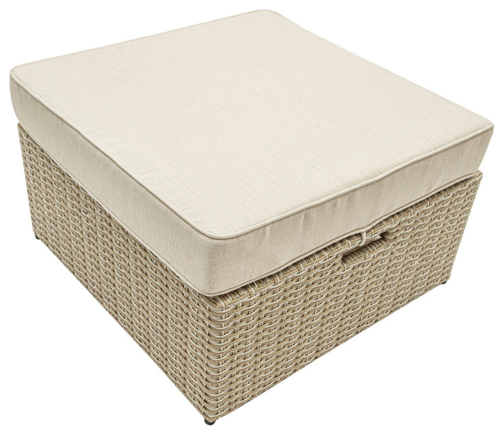 Outdoor Wicker Patio Sofa, Canopy and Ottoman Set